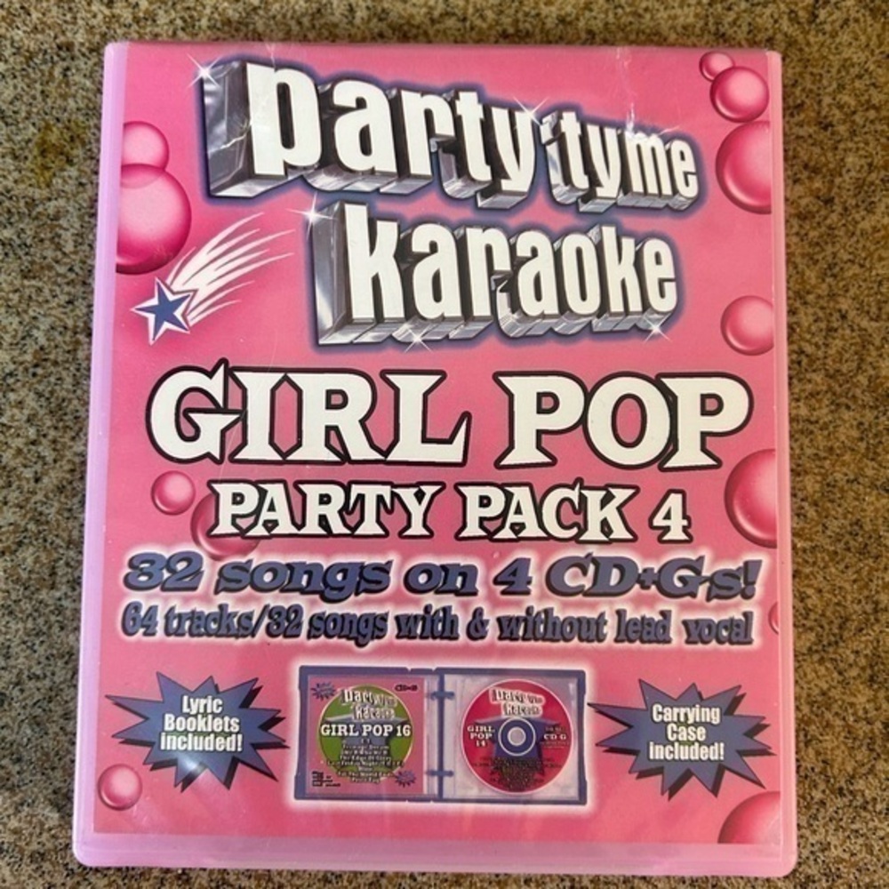 PARTY TYME KARAOKE Girl Pop Party Pack 4 cd discs. 32 songs. Excellent condition